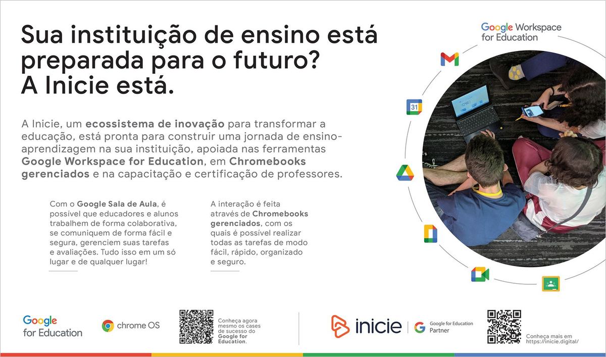 Folha de S.Paulo ad, special Schools section — Lenovo + Google for Education